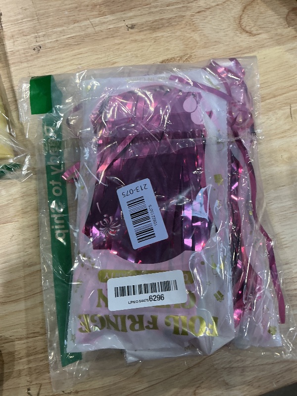 Photo 1 of 2 Pack Pink Party Decorations, 3.28 FT x 7.05 FT Pink Backdrop, Metallic Tinsel Backdrop Fringe Curtains Backdrop Curtains, Photo Backdrop Party Supplies Birthday Party Decorations