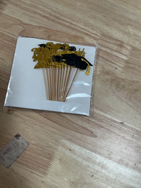 Photo 1 of 24 Pcs Graduation Cupcake Toppers 2026 - Congrats Grad Decorations Class of 2026, Pre-Assembled Black Gold Grad Cake Topper Centerpieces for Graduation Party Decoration Supplies Table Decor, 6 Styles