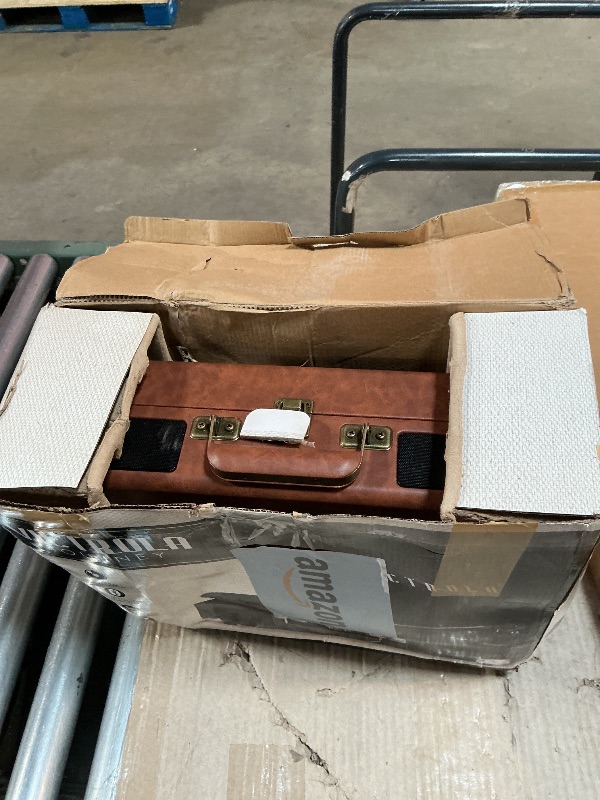 Photo 1 of ***FOR PARTS ONLY/ BROKEN*** Victrola Journey Bluetooth Portable Suitcase Record Player – with Built-in Speakers, 3 Speed Vinyl Record Player, RCA Out, Headphone Jack (Brown)