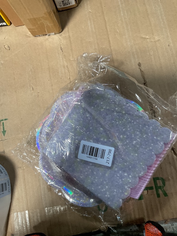 Photo 1 of 100pcs Lavender Paper Plates and Napkins Party Supplies,Iridescent Disposable 9inch Plates,7inch Dessert Plates and Napkins and Forks,Holographic Tableware for Birthday Wedding Baby Shower,Serves 25