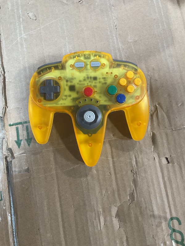 Photo 1 of ***PARTS ONLY***NON FUNCTIONAL***KIWITATA N64 Wireless USB Controller for Switch, 2.4ghz Rechargeable Wireless N64 Remote Joystick Controller for Switch/Switch Lite/Switch OLED, MAC, PC Windows 7,8,10,11 Clear Yellow