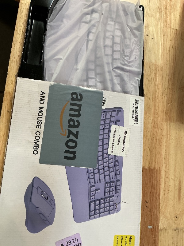 Photo 1 of ***PHOTO FOR REFERENCE ONLY*** Wireless Keyboard and Mouse Combo, 2.4G Full Size Wave Keys Ergonomic Keyboard with Wrist Rest and 3-Level DPI Adjustable Wireless Ergonomic Mouse for Windows, Mac OS Desktop/Laptop/PC(Purple)