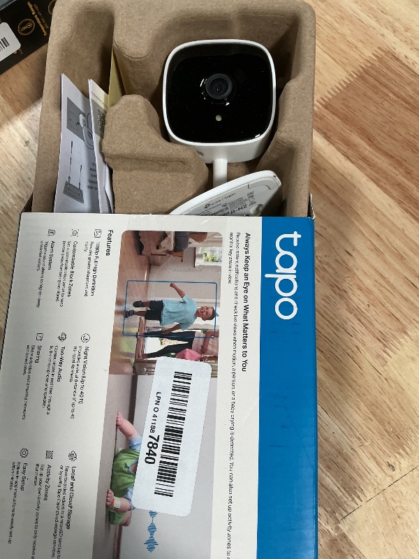 View 2 of **CAMERA ONLY/ MISSING POWER CORD*** TP-Link Tapo 1080P Indoor Security Camera for Baby Monitor, Dog Camera w/Motion Detection, 2-Way Audio Siren, Night Vision, Cloud & SD Card Storage, Works w/Alexa & Google Home (Tapo C100)