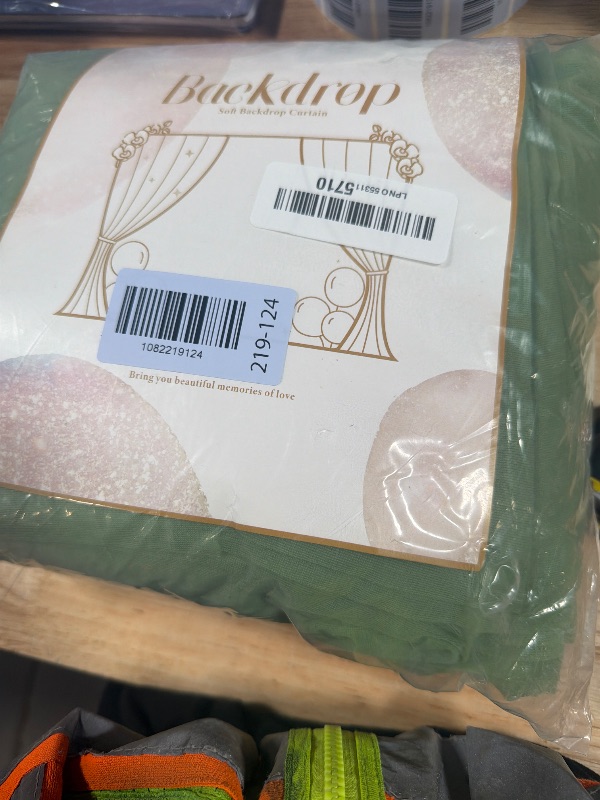 Photo 1 of 20x10ft Green Tulle Backdrop Curtain with Lights String for Parites, Sheer Photo Backdrop Curtains with Lights for Wedding Backdrop Ceremony Reception Bridal Shower Baby Shower Birthday Party
