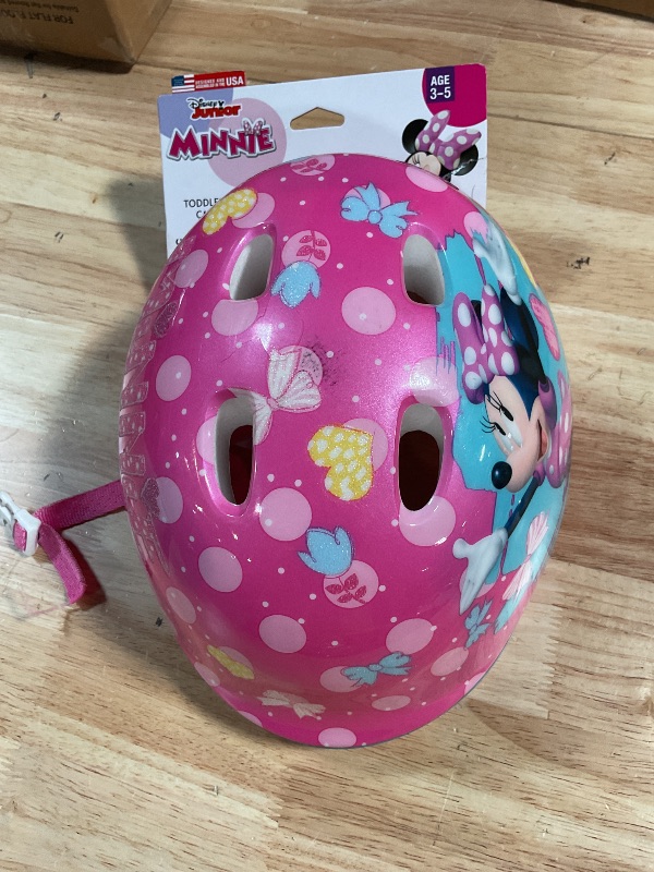 Photo 1 of **MINOR DAMAGE TO HELMET TOP*** Disney Minnie Mouse Pretty in Polka Dots Toddler Bike Helmet, (3-5 yrs.)