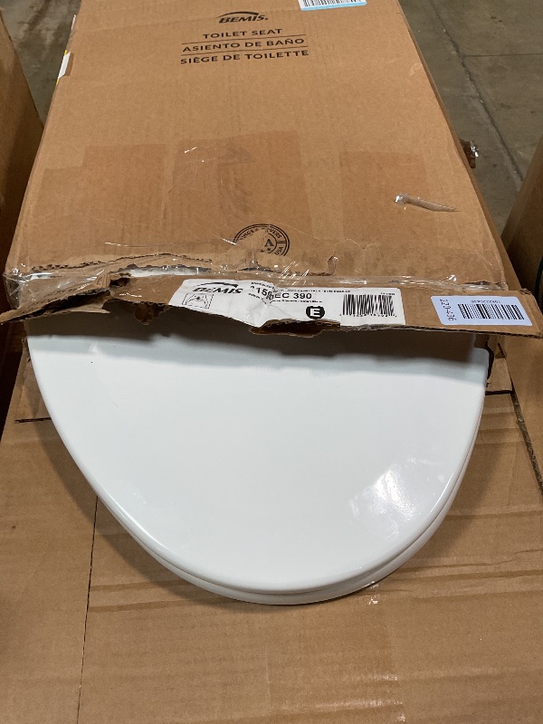 Photo 1 of ***PARTS ONLY***NON FUNCTIONAL***Bemis 1500EC 390 Lift-Off Wood Elongated Toilet Seat, Cotton White (Pack of 1)