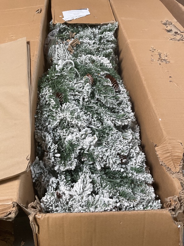 Photo 1 of ***LIGHTS NON FUNCTIONAL*** 
YITAHOME Pre-Lit Flocked Drooping Pencil Spruce Christmas Tree with Pine Cone 11FT, Natural Layered Spruce Christmas Tree w/Remote Control, 2288 Branch Tips and 700 Lights for Home, Office Decoration