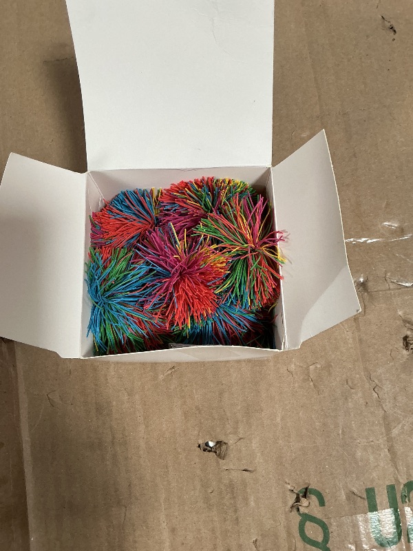 Photo 1 of 16 PCS Sensory Fidget Stringy Balls, Multicolor Soft Rubber Bouncy Stress Balls, Pull Stretch Elastic Ball Toy Rainbow Fidget Party Favors