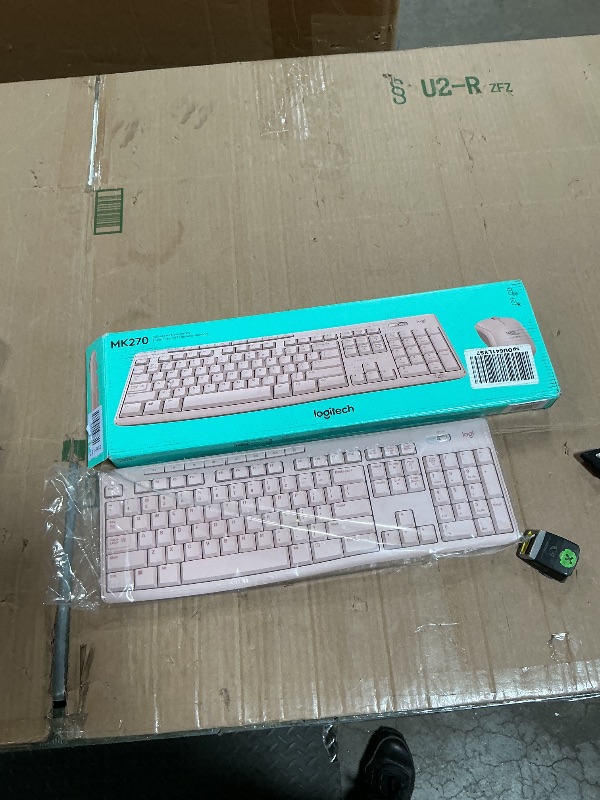 Photo 1 of **MOUSE POSSIBLY STUCK IN BOX*** Logitech MK270 Wireless Keyboard and Mouse Combo for Windows, 2.4 GHz Wireless, Compact Mouse, 8 Multimedia and Shortcut Keys, 2-Year Battery Life, for PC, Laptop - Rose