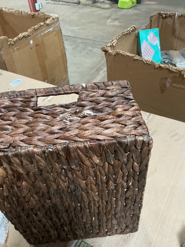 Photo 1 of **MINOR DAMAGE*** StorageWorks Large Storage Baskets for Shelves, Wicker Shelf Baskets for Organizing, Water Hyacinth Basket with Handles, Decorative Storage Basket for Toy, Pantry Organizers