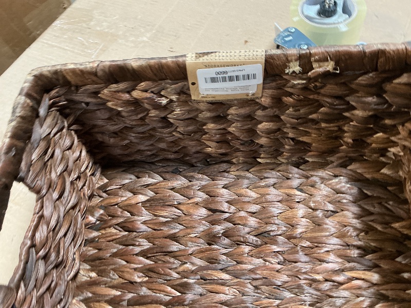 Photo 1 of **MINOR DAMAGE*** StorageWorks Large Storage Baskets for Shelves, Wicker Shelf Baskets for Organizing, Water Hyacinth Basket with Handles, Decorative Storage Basket for Toy, Pantry Organizers