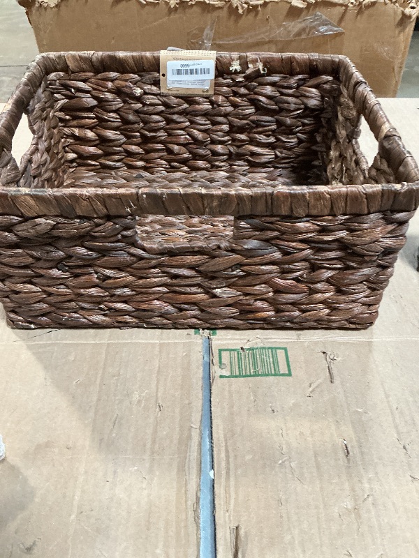 Photo 1 of **MINOR DAMAGE*** StorageWorks Large Storage Baskets for Shelves, Wicker Shelf Baskets for Organizing, Water Hyacinth Basket with Handles, Decorative Storage Basket for Toy, Pantry Organizers