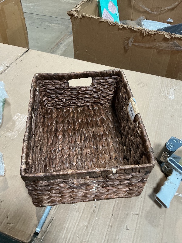 Photo 1 of **MINOR DAMAGE*** StorageWorks Large Storage Baskets for Shelves, Wicker Shelf Baskets for Organizing, Water Hyacinth Basket with Handles, Decorative Storage Basket for Toy, Pantry Organizers