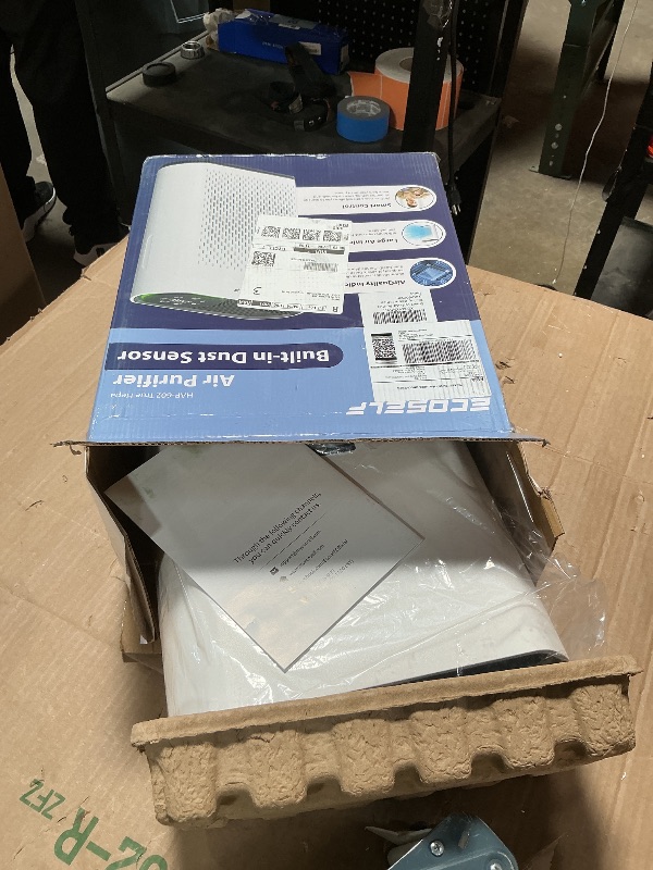 Photo 1 of *FOR PARTS ONLY/ BROKEN PLUG* ECOSELF Air Purifier for Large Rooms Up to 2,400 Sq Ft, 360° Air Intake, HEPA Filter, White