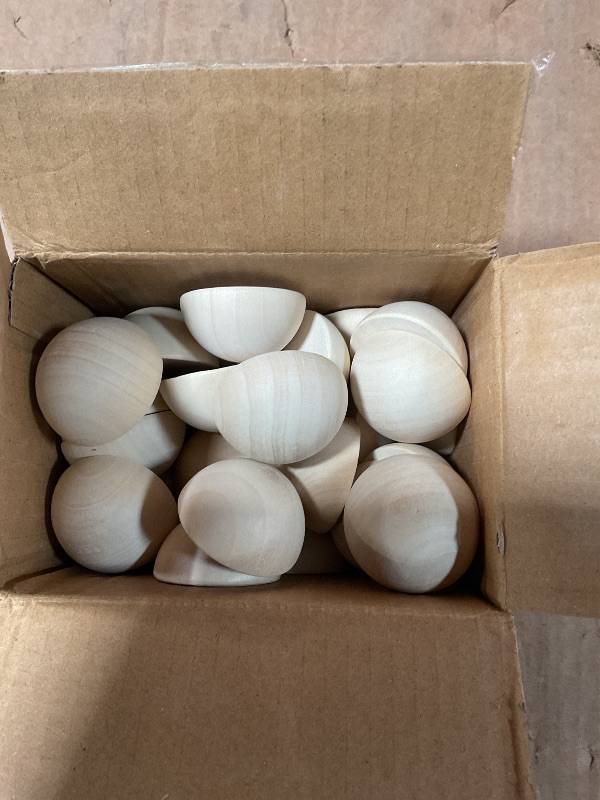 Photo 1 of 30PCS 2 inch Unfinished Round Wood Half Sphere Balls, 50mm Small Natural Wooden Half Split Balls for Crafts and DIY Decorative Projects