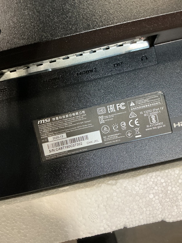 Photo 1 of ***FOR PARTS ONLY DISPLAY IS DAMAGED*** msi G274, 27" Gaming Monitor, 1920 x 1080 (FHD), IPS, 1ms, 170Hz, G-SYNC Compatible, HDMI, Displayport, Tilt