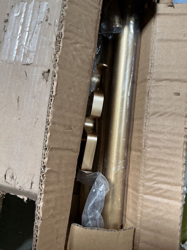 Photo 1 of 1 Inch Gold Double Curtain Rod for Windows - Tension curtain rod 84 to 120 Inchs with Holdbacks -BHSRODS Home Double Window Rods for Living Room & BedroomLPNNK5KCJFW1F