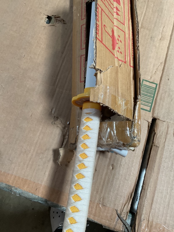 Photo 1 of ***DAMAGE***MISSING PIECES***
RENGENG Light Up FireGod Tanjiro Sword, 40 Inches Rechargeable Plastic Anime Replica with Belt & Stand, Original Texture Anime Sword