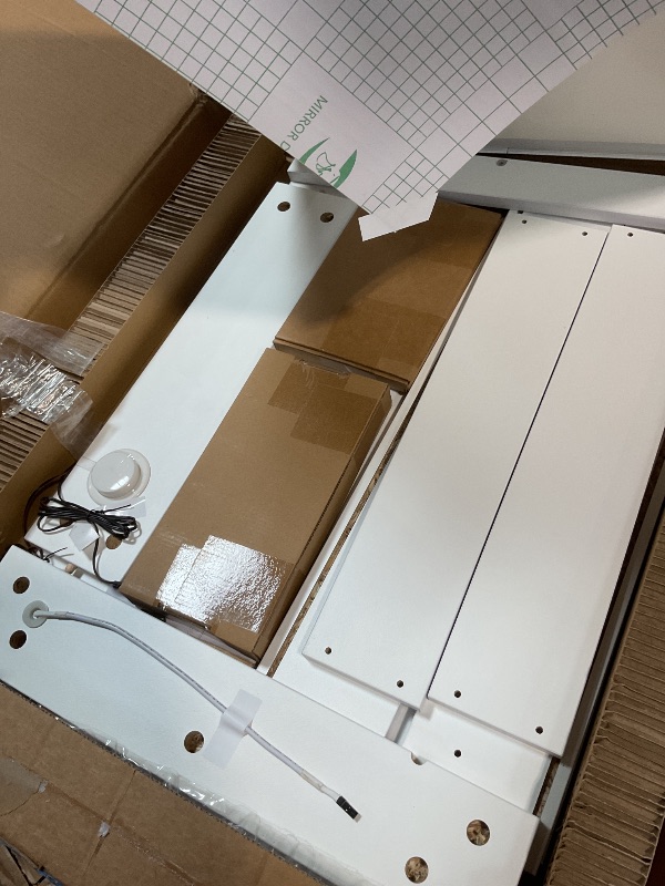Photo 1 of ***MISSING MIRROR***
Réflexon 28x20 inch LED Lighted Medicine Cabinet with Mirror, Moisture-Resistant Wood, Dimming Function, 3000K/5500K, Defogger, Adjustable Shelf, Flat-Pack Design – Assembly Required (White)