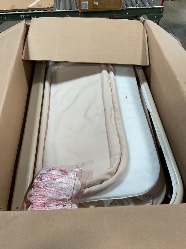 View 2 of **FOR PARTS ONLY / HAS BROKEN ASSEMBLY PIECE*** ANGELBLISS Electric Baby Bassinet Bedside Sleeper with Auto Rocking, Remote/Touch Control, 3 Timer Modes, 12 Sounds, 6 Heights, Storage & Wheels (Beige)