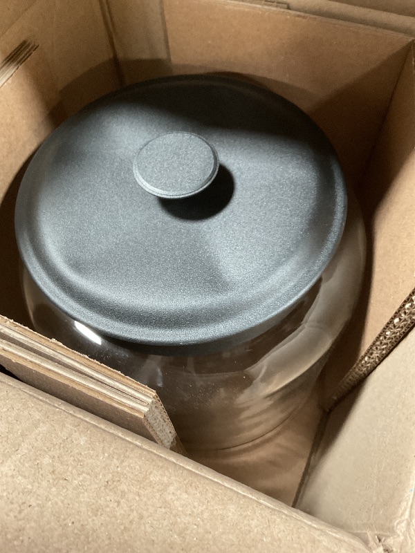 View 2 of **LID IS DAMAGED*** Anchor Hocking Montana 1.5 Gallon Glass Jar with Lid, Black Metal Lid