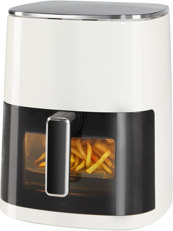 Photo 1 of **FOR PARTS ONLY/ BROKEN*** OLIXIS Air Fryer 6 Quart with Window Square Air Fryer 12-in-1 Air Fry, Roast, Reheat, Dehydrate, Bake, Steam, Fries, Custard, Chicken, Wings, Sea Food, Vegetabels,400F, White