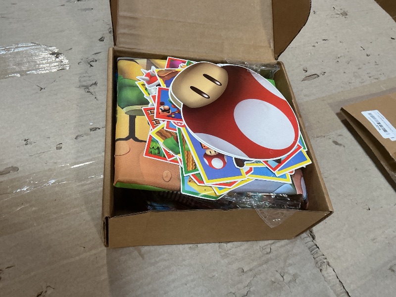 Photo 1 of ***MISSING PIECES/***Super Bros Themed Party Decorations, Birthday Party Supplies Decorations Set-Plates Napkins Tablecloth Banners Fork etc for 10 Guests Kids Birthday (Set C)