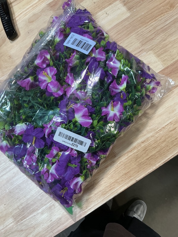 Photo 1 of 2 Pcs Artificial Hanging Flowers for Outdoors, UV Resistant Fake Hanging Flowers for Spring Outdoor Decor, Faux Hanging Flowers for Garden Front Porch Patio Window Decor, Silk Flowers for Home Decor
