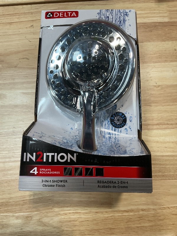 Photo 1 of **FOR PARTS ONLY (BROKEN CONNECTOR PIECE)*** Delta 4-Setting In2ition 2-in-1 Dual Shower Head with HandHeld Spray, Chrome Detachable Shower Head with Hose, Showerhead, 1.75 GPM Flow Rate, Chrome 75486C