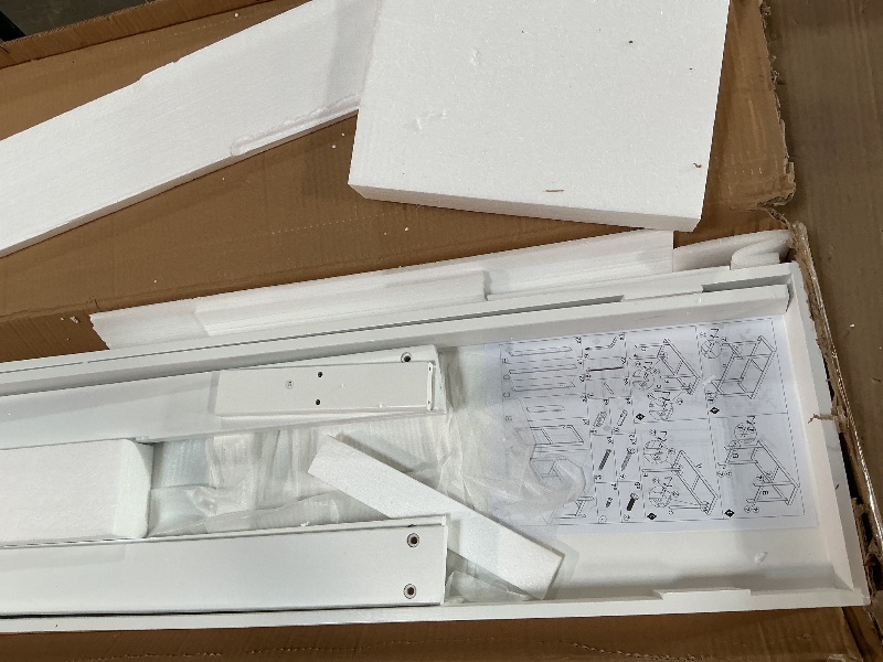 Photo 1 of ***MINOR DAMAGE SEE PHOTOS *** Bamboonova Bamboo Wood Entryway Table 47.2" Console Table, Narrow Sofa Table with Support Beam for Entrance, Hallway, Living Room, Bedroom, Foyer(White)