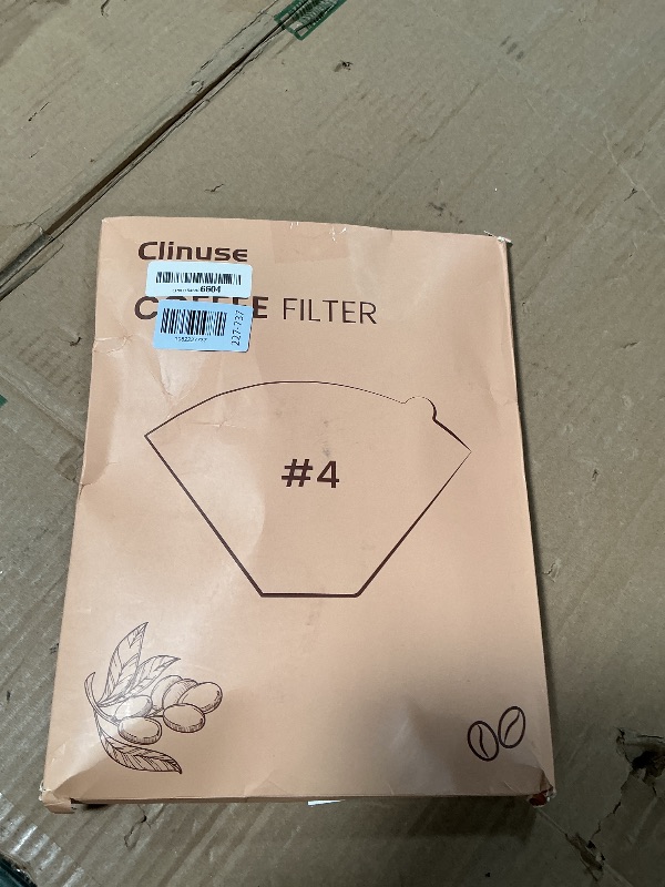 Photo 1 of 200Pcs Cone Coffee Filters #4, Clinuse Unbleached Size 04 Coffee Filters 8-12 Cup, Disposable Natural Paper Filters, No.4 Cone Filters Compatible with Ninja, Cuisinart, Pour Over and Drip Coffee Maker