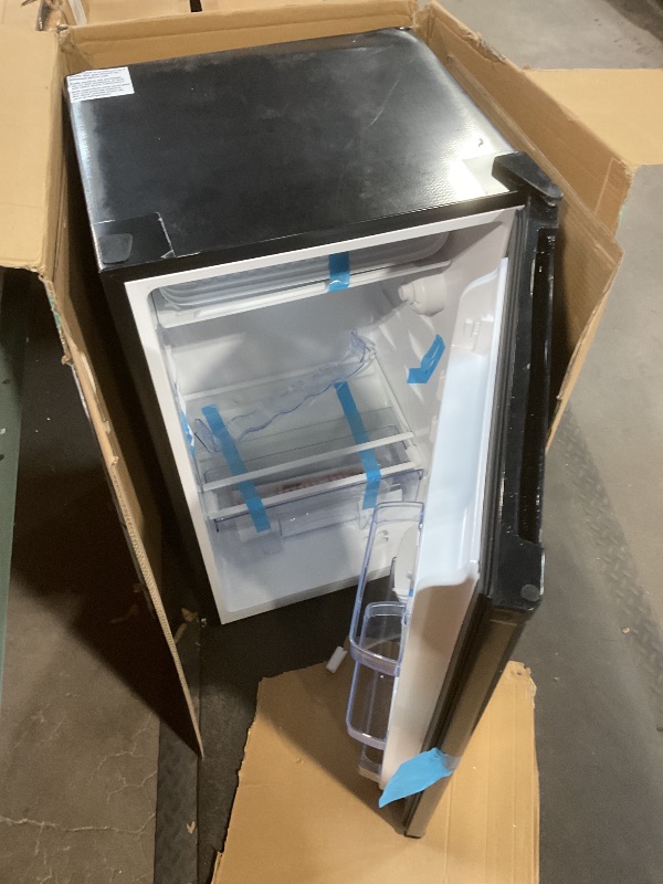 Photo 1 of **DAMAGED CORNER**Avanti 3.3 Cu. Ft. Mini Fridge Compact Refrigerator with Adjustable Temperature, Removable Shelves, Chiller Compartment wiith Flush-Back Design, 3.3 cu.ft., Black