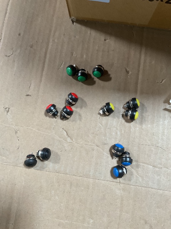 Photo 1 of **MISSING ONE BLACK*12MM Waterproof Momentary Push Button Switch 15PCS ON- Off Switch (5 Colors)