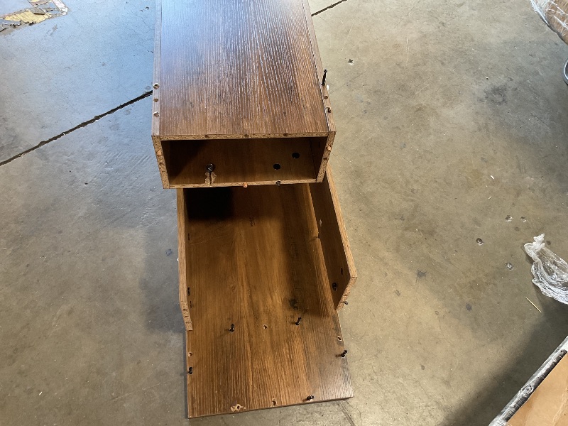 Photo 1 of ** SELLING FOR PARTS. MAJOR DAMAGE.**VASAGLE Entryway Table, Long Console Table, Thick Tabletop, Farmhouse Style, for Hallway, Behind the Couch, Living Room, Foyer, Easy Assembly, 11.8 x 63 x 31.5 Inches, Honey Brown ULNT147KB01S
