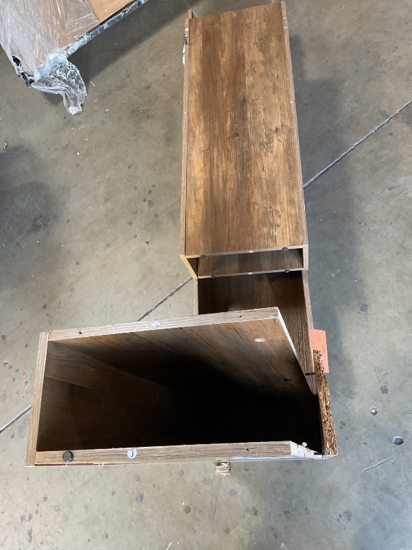 Photo 1 of ** SELLING FOR PARTS. MAJOR DAMAGE.**VASAGLE Entryway Table, Long Console Table, Thick Tabletop, Farmhouse Style, for Hallway, Behind the Couch, Living Room, Foyer, Easy Assembly, 11.8 x 63 x 31.5 Inches, Honey Brown ULNT147KB01S