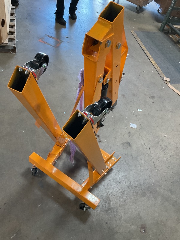 Photo 1 of ** selling as partial set. Missing small piece holding two chains **MilleLoom 2 Ton Engine Hoist with Lever Stabilizer, Foldable Cherry Picker - Heavy Duty Hydraulic Engine Lift, Automotive Garage Engine Crane