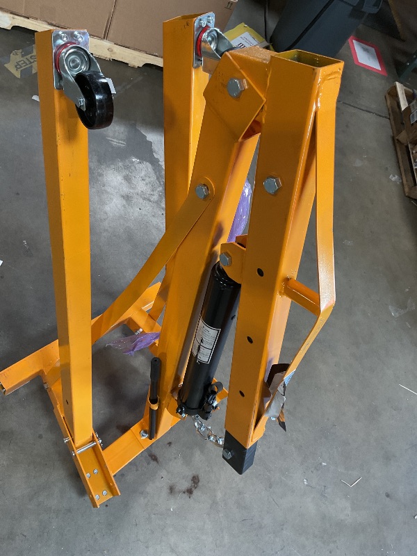 Photo 1 of ** selling as partial set. Missing small piece holding two chains **MilleLoom 2 Ton Engine Hoist with Lever Stabilizer, Foldable Cherry Picker - Heavy Duty Hydraulic Engine Lift, Automotive Garage Engine Crane