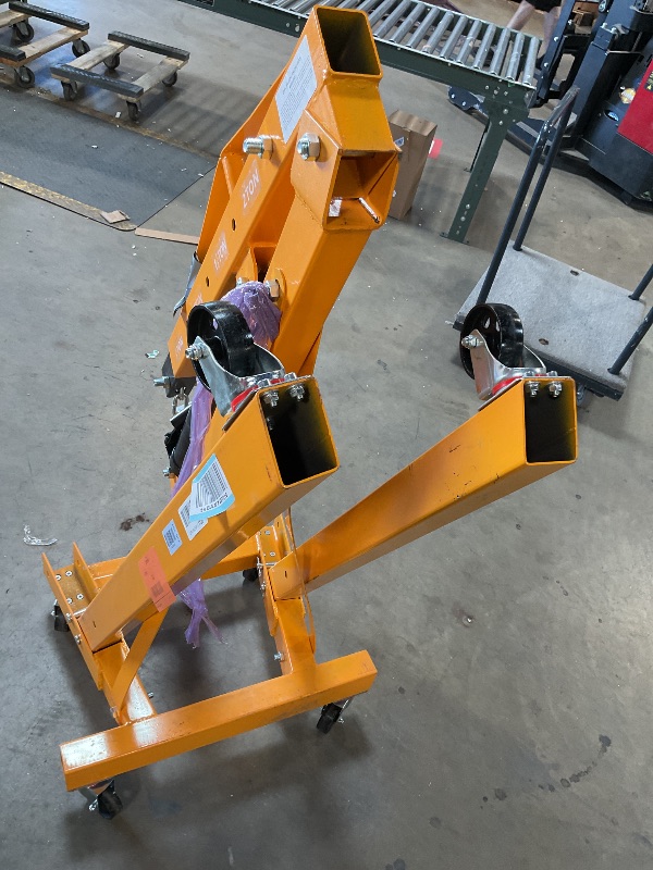 Photo 1 of ** selling as partial set. Missing small piece holding two chains **MilleLoom 2 Ton Engine Hoist with Lever Stabilizer, Foldable Cherry Picker - Heavy Duty Hydraulic Engine Lift, Automotive Garage Engine Crane