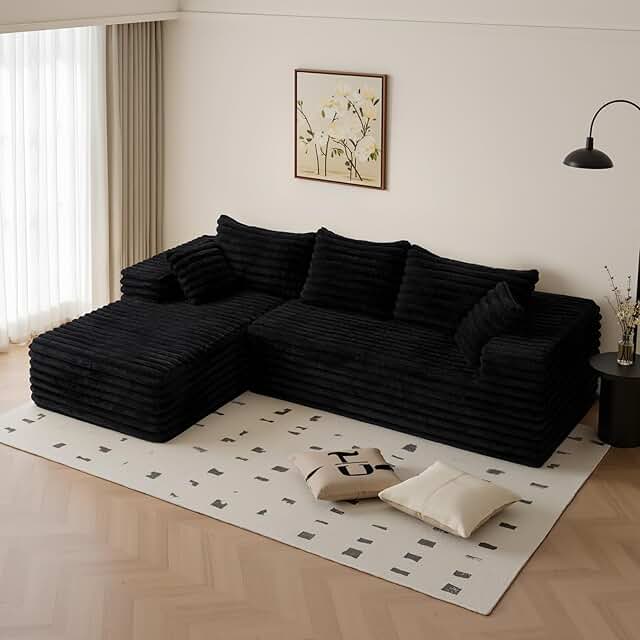 Photo 1 of ** dirt **103“ Sectional Couch for Living Room, Modular Deep Seat L-Shaped Corduroy Sofa, No Assembly, Plush Wide Fabric,