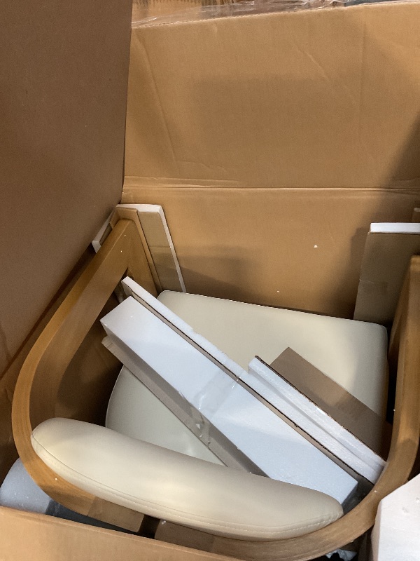 Photo 1 of ** WOOD FRAME CRACKING UNDERNEATH SEAT**Meridian Furniture 564Cream-C Carlyle Collection Modern | Contemporary Dining Chair, Solid Wood Brushed Natural Finish, Soft Cream Vegan Leather, Brushed Chrome Accents, 24" W x 23.5" D x 29" H, Cream