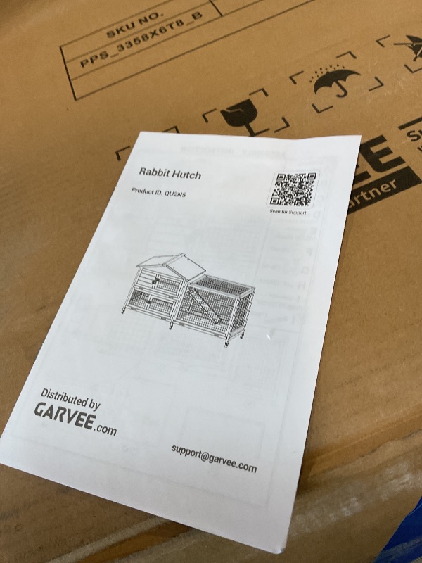 Photo 1 of **2BOXES**Garvee Large Outdoor Rabbit Hutch, 2-Tier 53" Wooden Small Animal Cage with Removable Tray, Anti-Chew, Weatherproof Rabbit Hutch with Non-Slip Ramp – Ideal for Rabbits, Guinea Pigs, Chickens, Gray