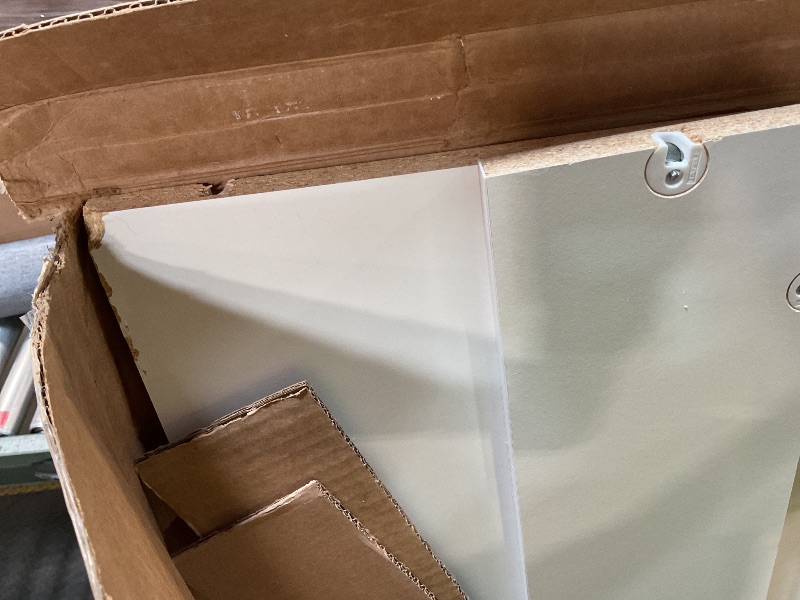 Photo 1 of ** CHIPPED CORNERS. MISSING HARDWARE. SELLING FOR PARTS**OfficeSimpli Large Washer Dryer Countertop with Shelf - 30 x 58 Inch - Made in USA Laundry Countertop Over Washer and Dryer with Non-Slip Pads, Storage Shelf, Laundry Topper Organizer, Gracier White