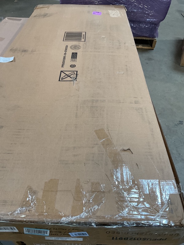 Photo 1 of **MISSING LEGS**viplov King Size Boucle Upholstered Platform Bed Frame with Adjustable Headboard, Soft Cloud Bed, No Box Spring Needed, Noise Free, Easy Assembly, White