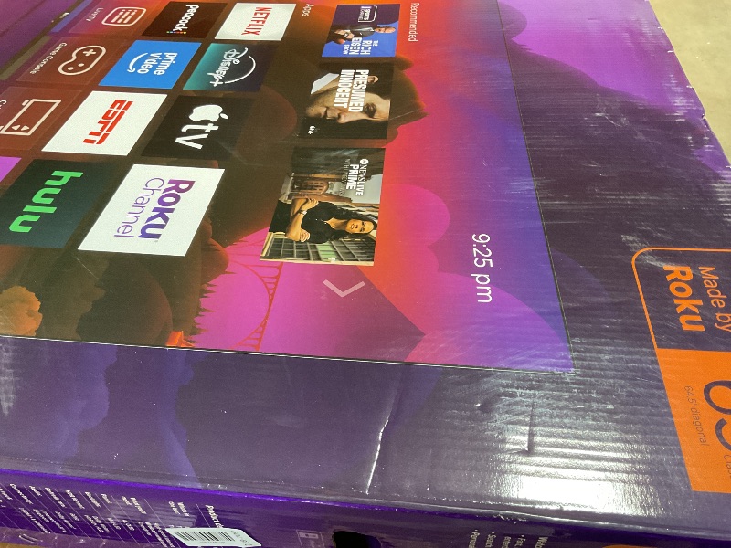 Photo 1 of **BEND DAMAGE**Roku Smart TV – 65-Inch Plus Series, Mini-LED TV – RokuTV with Enhanced Voice Remote – Flat Screen 4K QLED Television with Dolby Vision & Wi-Fi for Streaming Live Local News, Sports