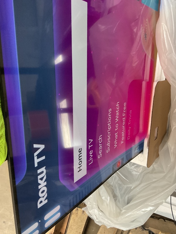 Photo 1 of **BEND DAMAGE**Roku Smart TV – 65-Inch Plus Series, Mini-LED TV – RokuTV with Enhanced Voice Remote – Flat Screen 4K QLED Television with Dolby Vision & Wi-Fi for Streaming Live Local News, Sports