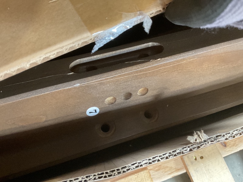 Photo 1 of ** COLOR IS WALNUT BROWN. SELLING FOR PARTS AS PARTIAL SET ONE BOX OF TWO. SCRATCHED**Max & Lily Full Over Full Bunk Bed with Ladder, Solid Wood Platform Bed Frame for Kids, 14" Safety Guardrails, Easy Assembly, No Box Spring Needed, Walnut