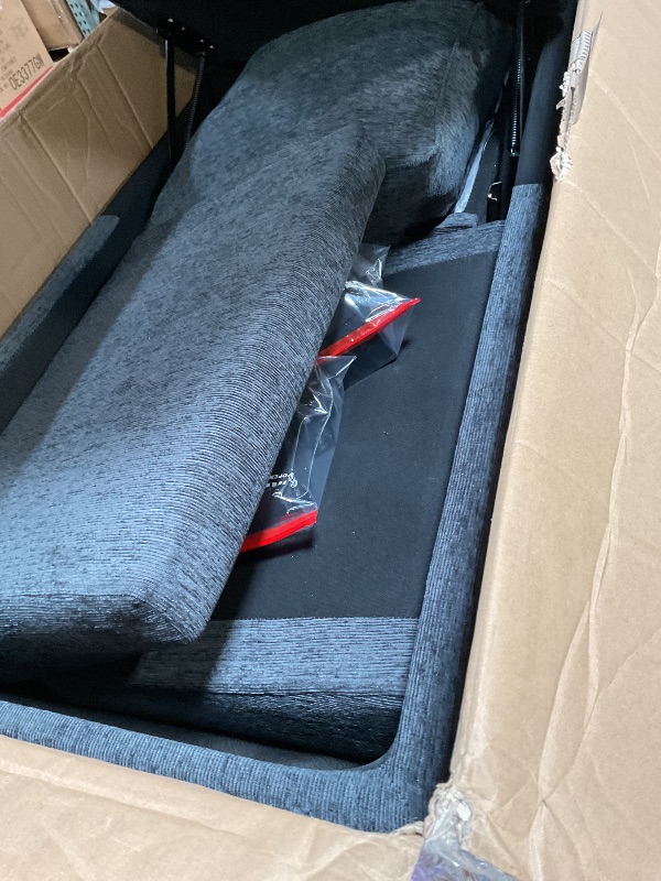 Photo 1 of ** SELLING FOR PARTS AS PARTIAL SET. TWO BOXES OUT OF THREE. **small hole from transpor**tERYE L-Shaped Pull Out Sleeper Sofa Bed, Modern Chenille Upholstered Button Tufted Corner Reversible Sleeper Sectional Sofa Couch with Storage Chaise, Drop-Down Tabl