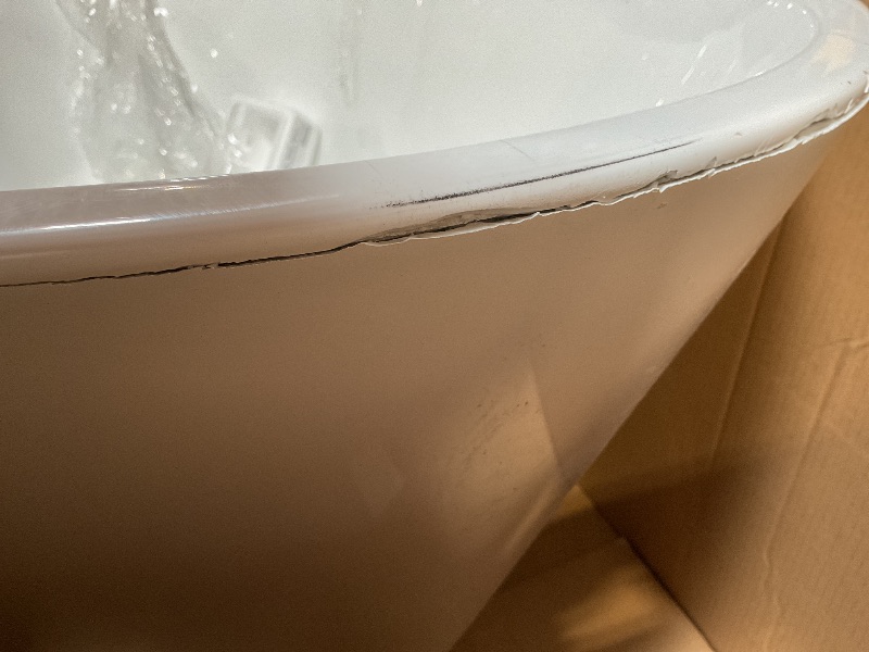Photo 1 of ** SCRAPES/CRACKING**WOODBRIDGE 54" Acrylic Freestanding Bathtub Contemporary Soaking White Tub with Matte Black Overflow and Drain,BTA1702-MB