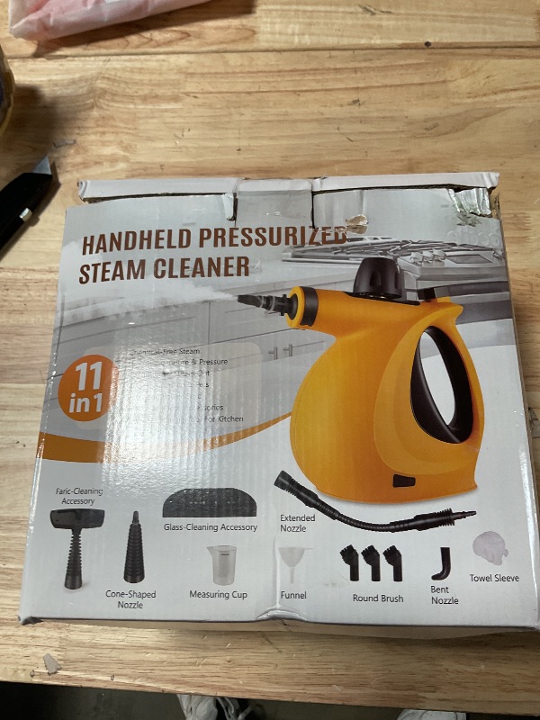 Photo 1 of ***PARTS ONLY***DAMAGED TO CLEANER***
Handheld Steam Cleaner, Pressurized Multi-Surface Steam Cleaner for Home Use with 11pcs Accessories, All Natural Steamer for Cleaning Tile, Grout, Grime, Grease, Window, Couch, Car, Bathroom, Kitchen