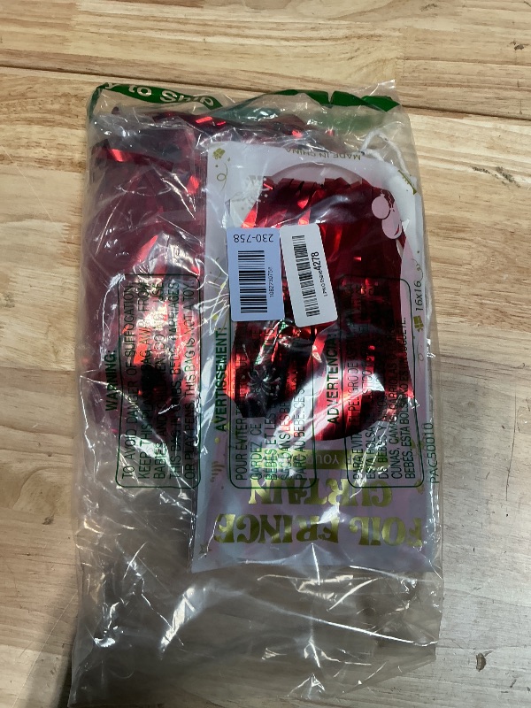Photo 1 of 2 Pack Red Tinsel Backdrop, 3.28 FT x 7.05 FT Fringe Curtains, Red Foil Tinsel Party Streamer Backdrop Curtains for Valentines Day, Wedding Photo Backdrop Party Decorations for Wedding Anniversaries